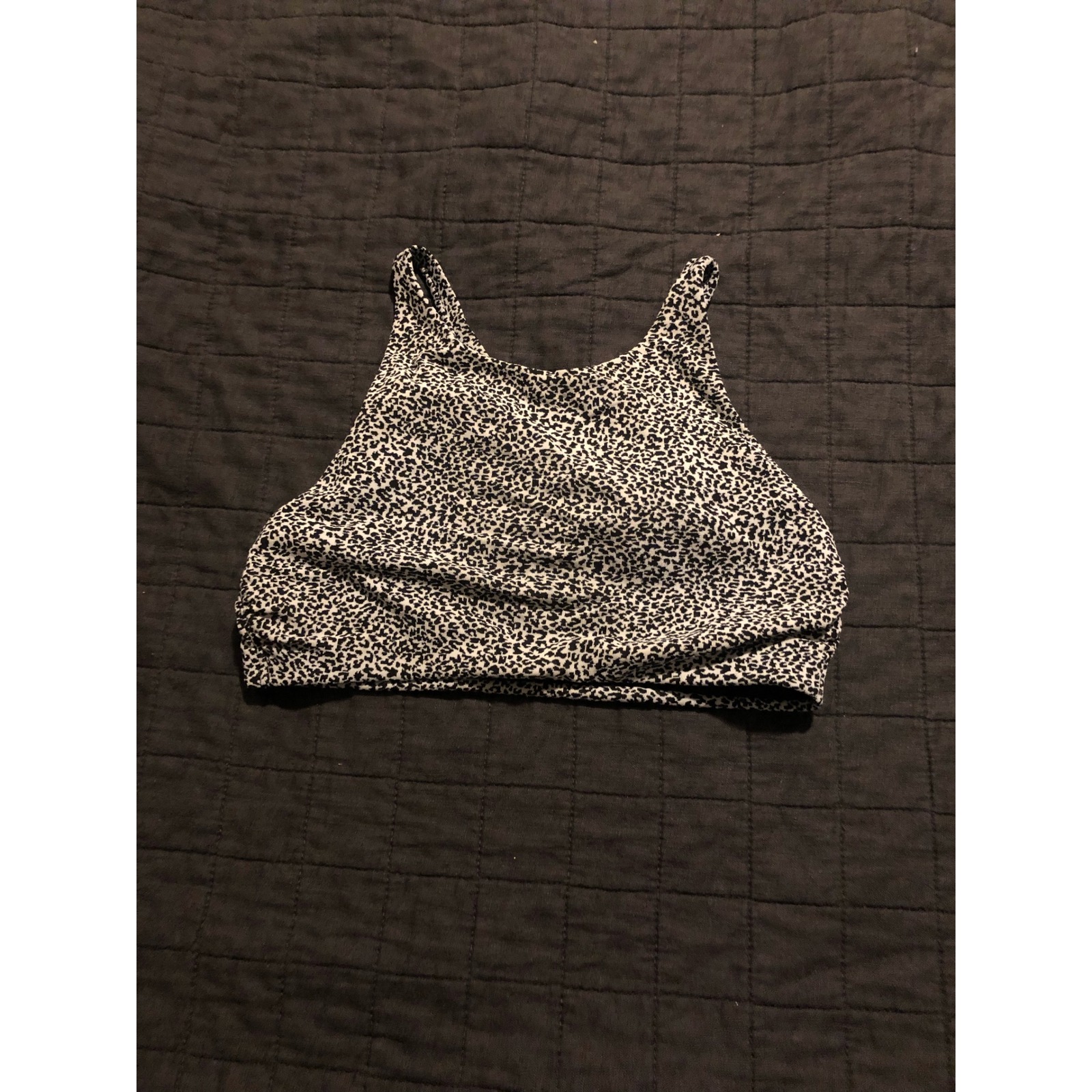 Athleta Xxs High Neck Sports Bra Black White Cheetah Animal Print Racerback